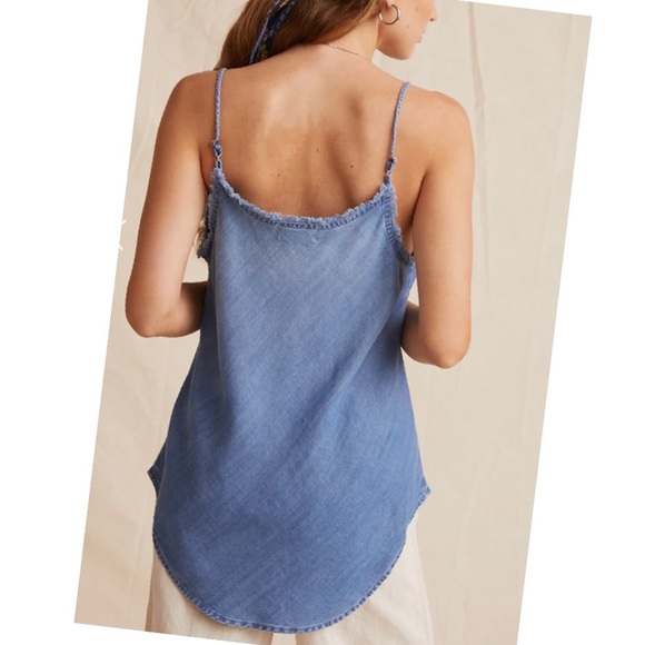 BELLA DAHL BLUE OMBRÉ FRAYED EDGE CAMI TOP - Picture 3 of 3